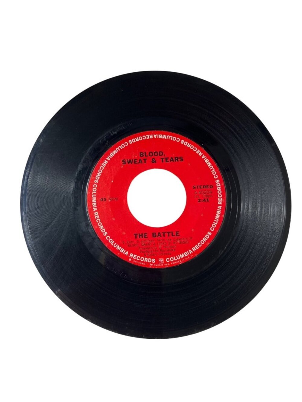 Blood Sweat & Tears Hi-De-Ho / The Battle 45 RPM Vinyl Record Columbia R91